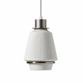 Hanglamp van keramiek met ribbelpatroon in wit en zilver 20 x 20 x 25cm