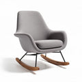 Schommelsalonstoel van stof met houten rockers en metalen onderstel 80 x 70 x 90cm