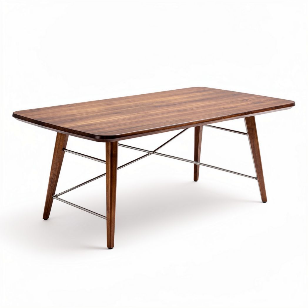 houten eettafel met metalen poten 150 x 80 x 75cm bruin