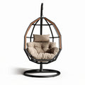 Hangstoel met metalen frame en kussen van stof in beige kleur 80 x 80 x 120cm
