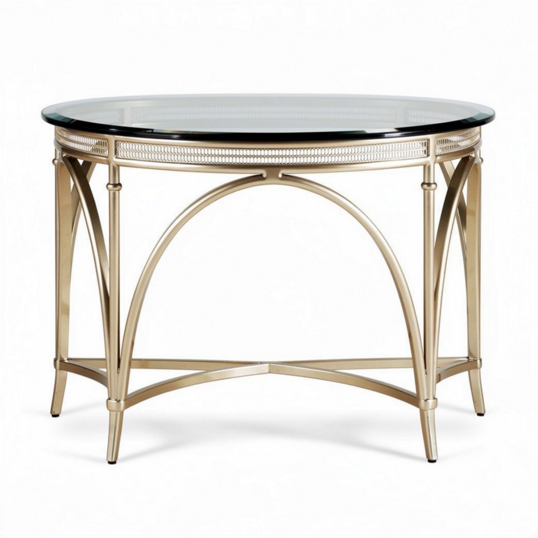 Glazen tafel met metalen onderstel 90 x 50 x 75cm voor woonkamer gebruik