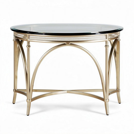Glazen tafel met metalen onderstel 90 x 50 x 75cm voor woonkamer gebruik