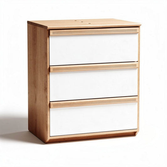 Houten ladenkast met drie lades en witte frontpanelen 45 x 40 x 60cm