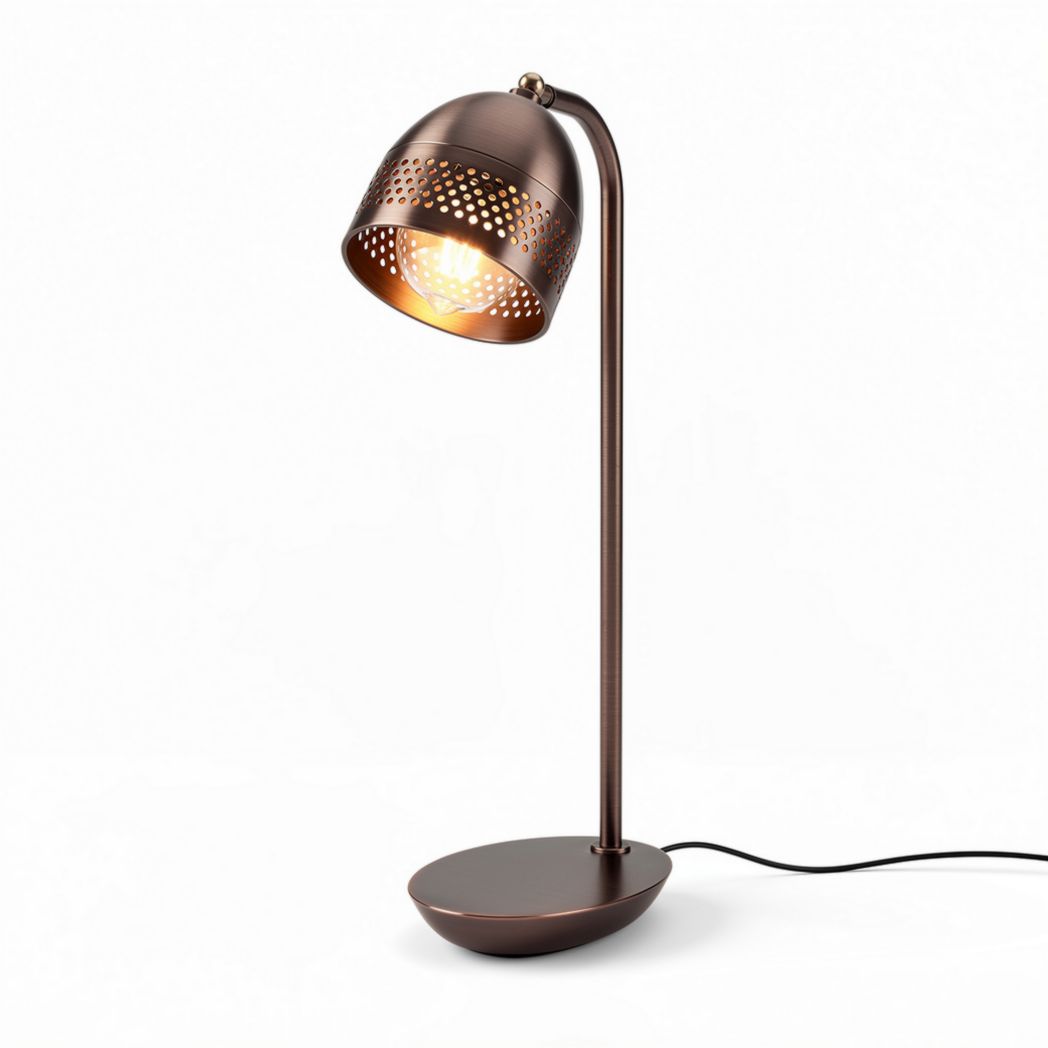 Koperen bureau lamp met verstelbare kap en moderne uitstraling 30 x 15 x 60cm